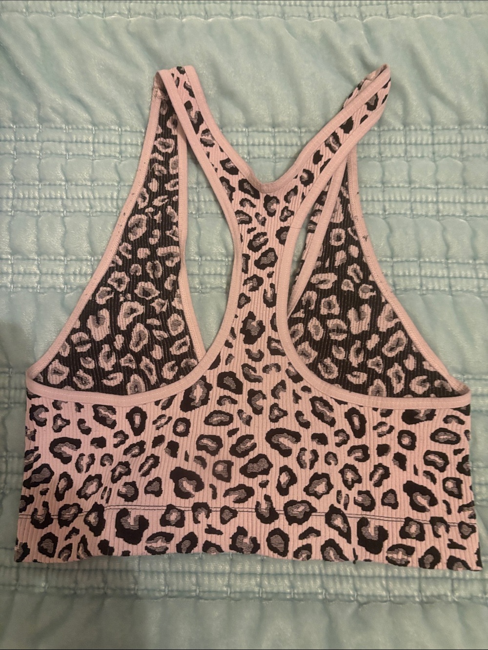Free People Pink Leopard Ribbed Racerback Bralette - Picture 2 of 2